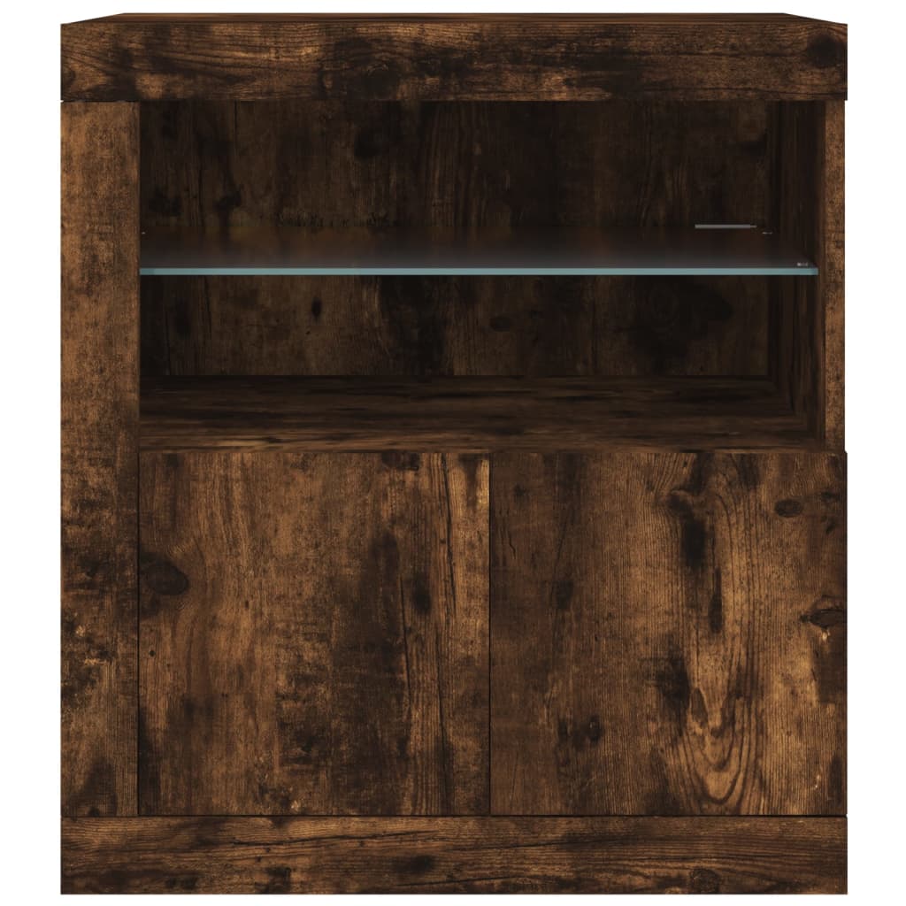 füstös tölgy színű tálalószekrény LED-ekkel 60,5 x 37 x 67 cm
