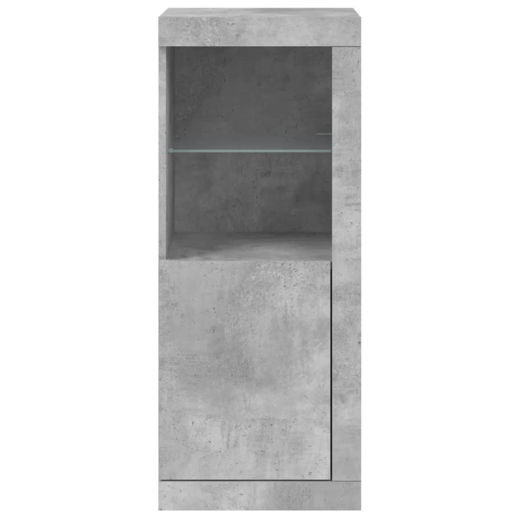 betonszürke tálalószekrény LED-világítással 41 x 37 x 100 cm