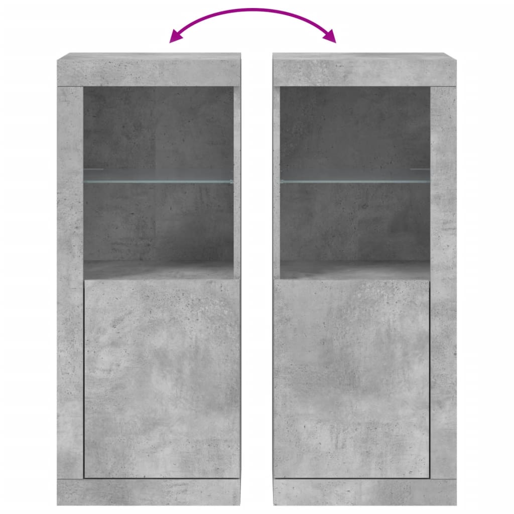 betonszürke tálalószekrény LED-világítással 41 x 37 x 100 cm