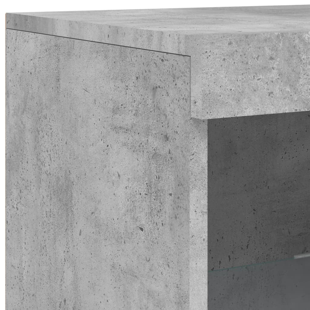 betonszürke tálalószekrény LED-világítással 41 x 37 x 100 cm