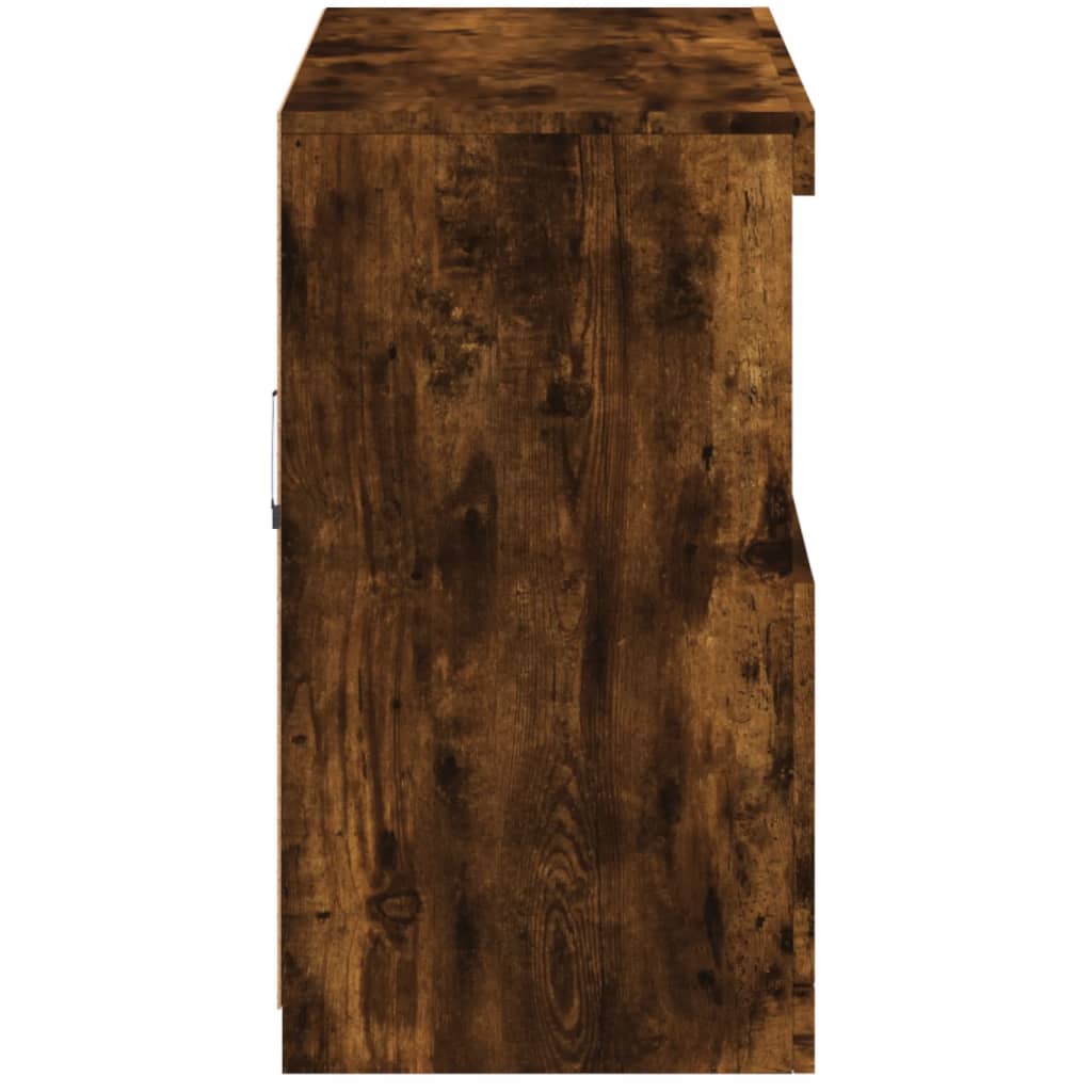 füstös tölgy színű tálalószekrény LED-ekkel 81 x 37 x 67 cm