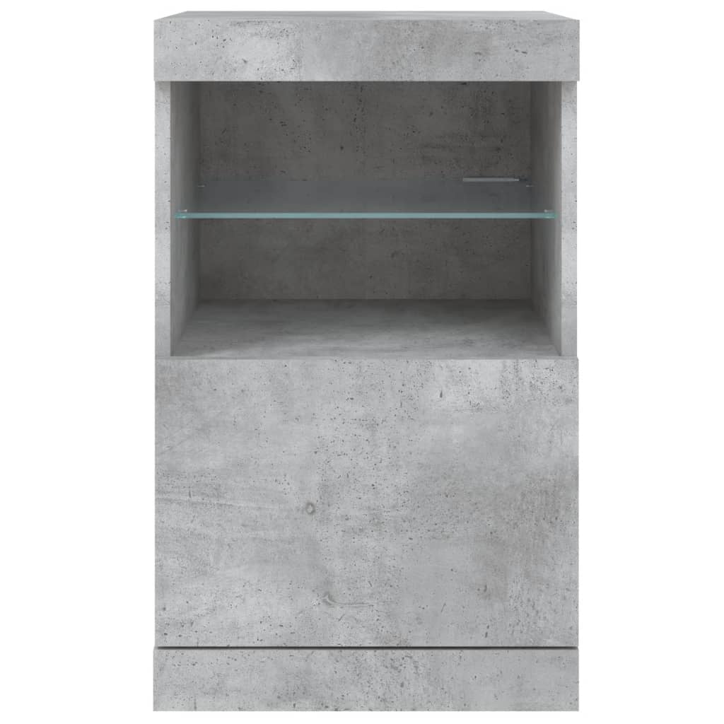 betonszürke tálalószekrény LED-világítással 41 x 37 x 67 cm