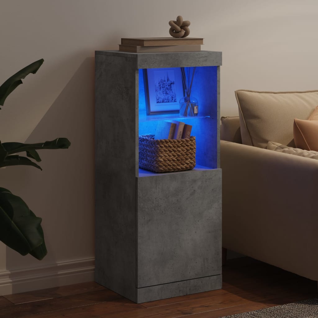 betonszürke tálalószekrény LED-világítással 41 x 37 x 100 cm