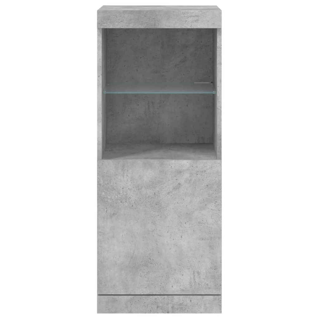 betonszürke tálalószekrény LED-világítással 41 x 37 x 100 cm