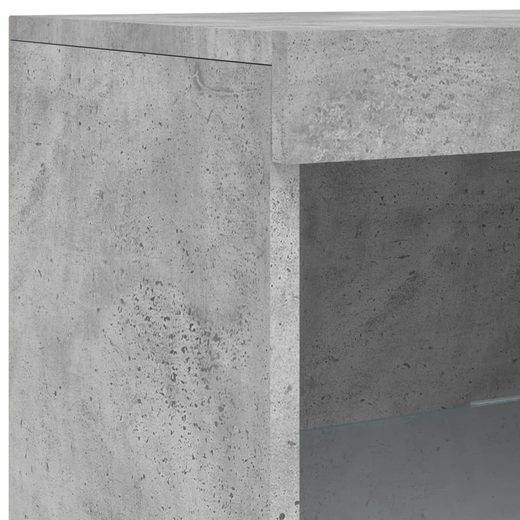 betonszürke tálalószekrény LED-világítással 41 x 37 x 100 cm