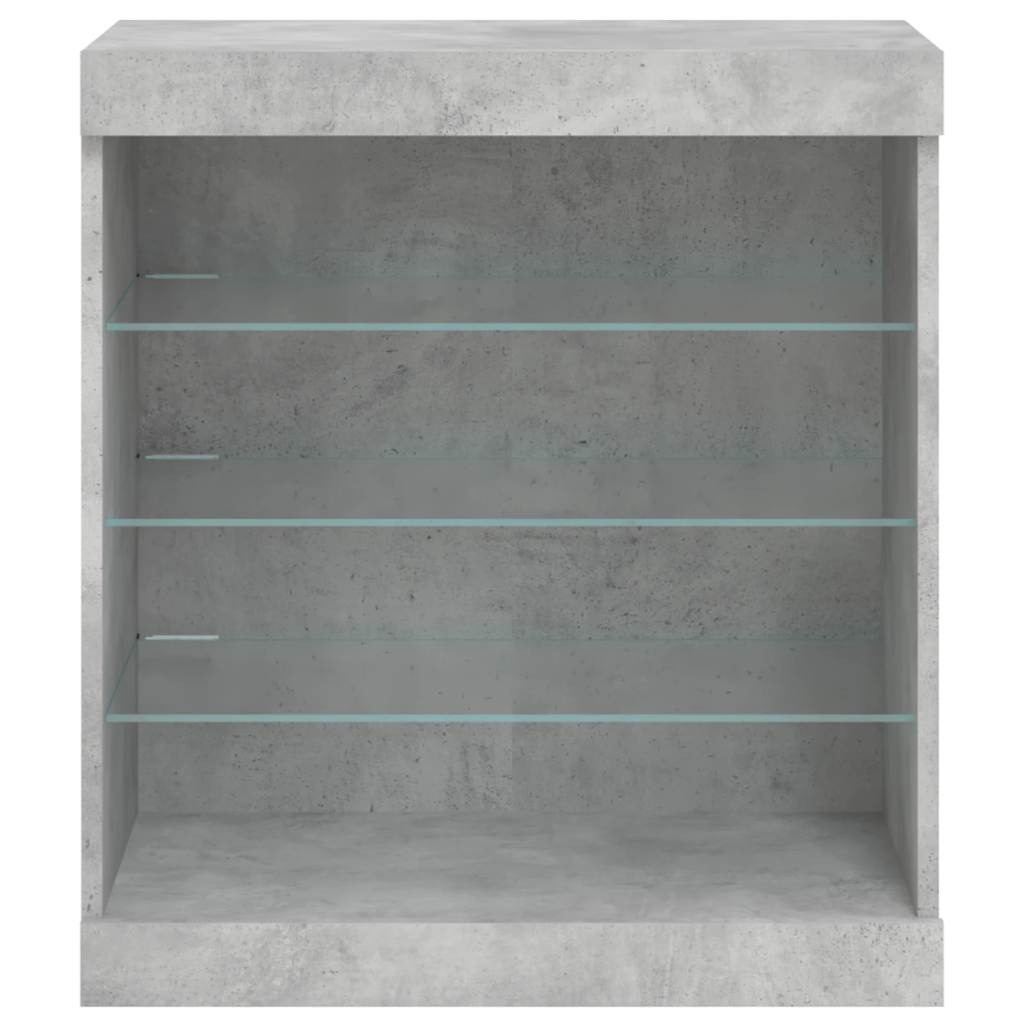 betonszürke tálalószekrény LED-világítással 60,5 x 37 x 67 cm