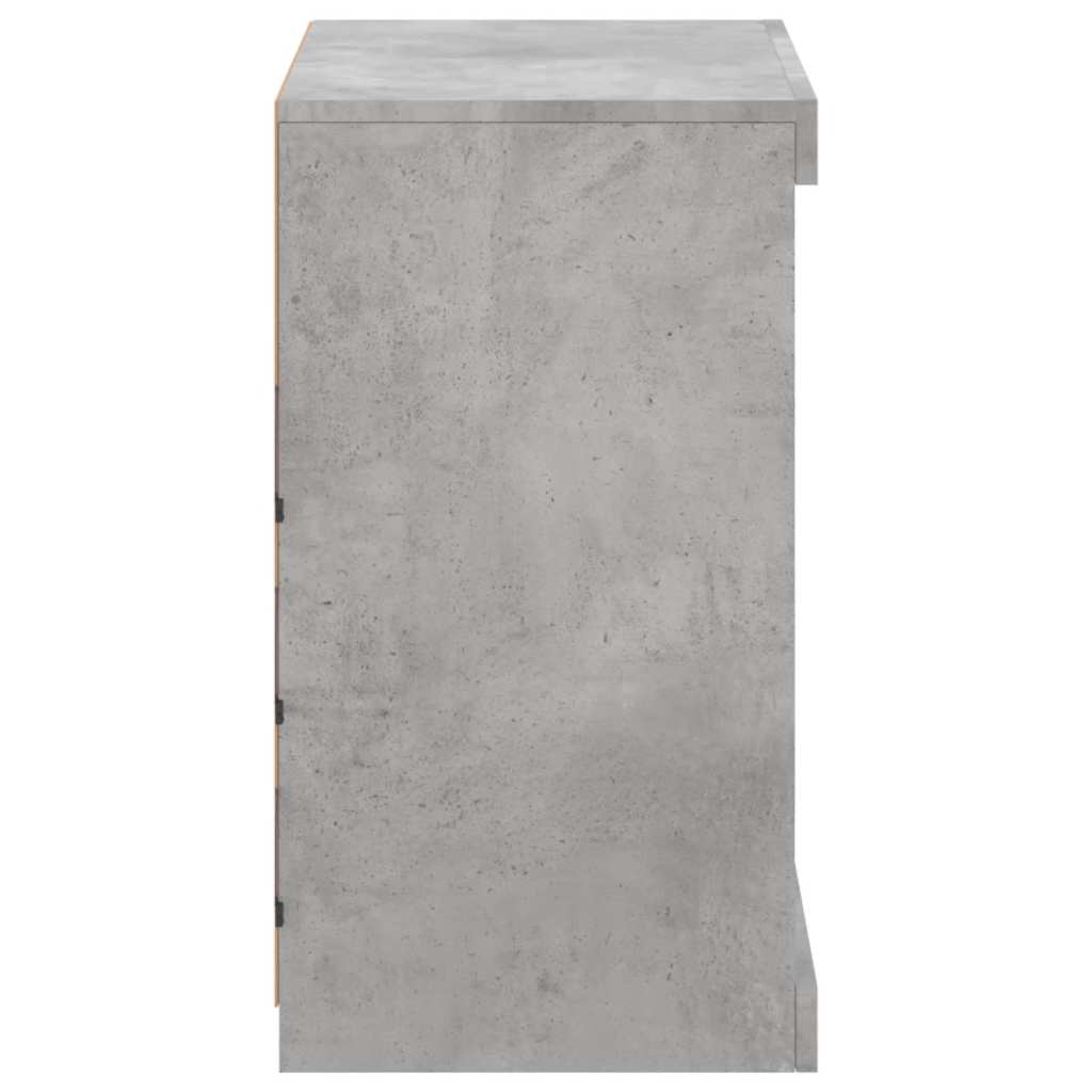 betonszürke tálalószekrény LED-világítással 60,5 x 37 x 67 cm