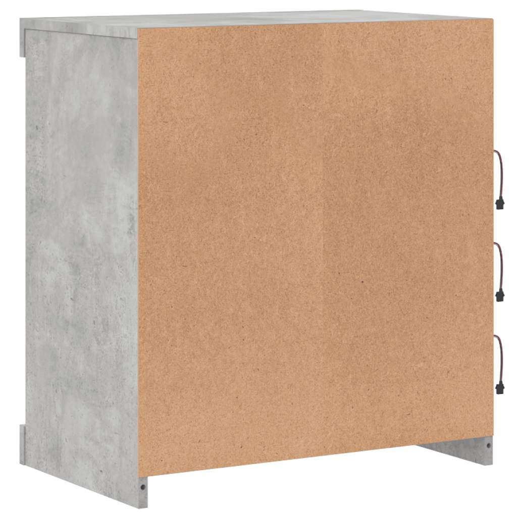 betonszürke tálalószekrény LED-világítással 60,5 x 37 x 67 cm