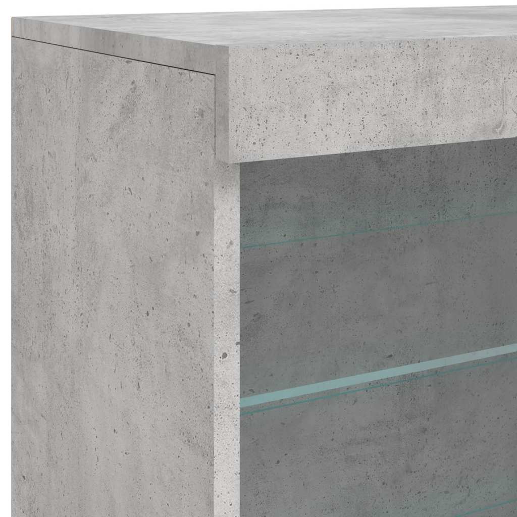 betonszürke tálalószekrény LED-világítással 60,5 x 37 x 67 cm