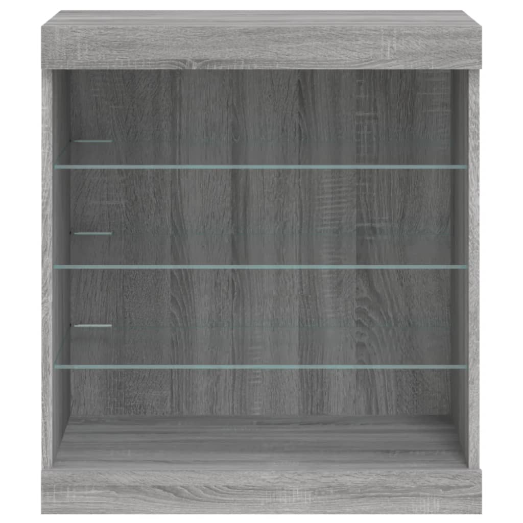 szürke sonoma színű tálalószekrény LED-ekkel 60,5 x 37 x 67 cm