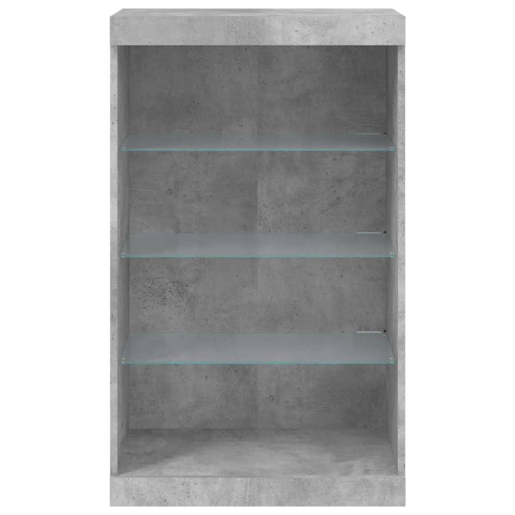 betonszürke tálalószekrény LED-világítással 60,5 x 37 x 100 cm