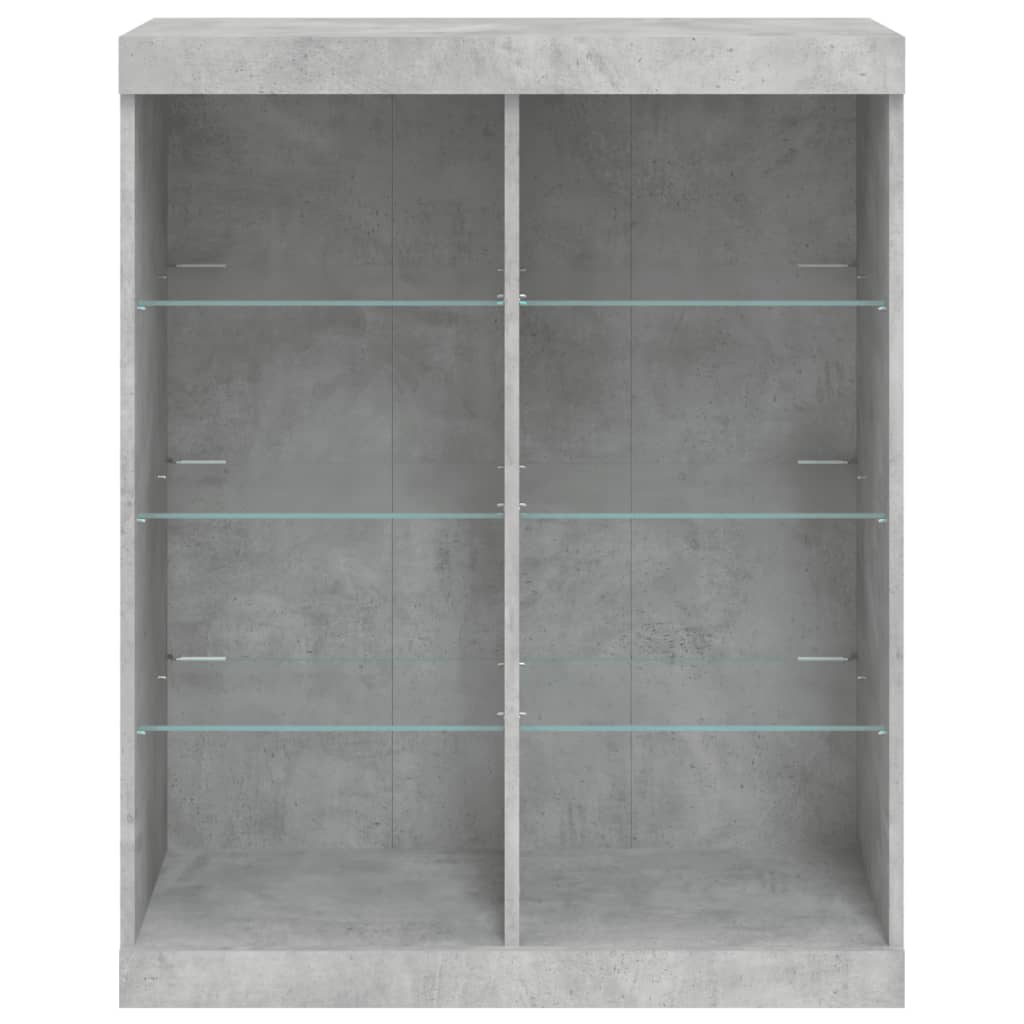 betonszürke tálalószekrény LED-világítással 81 x 37 x 100 cm