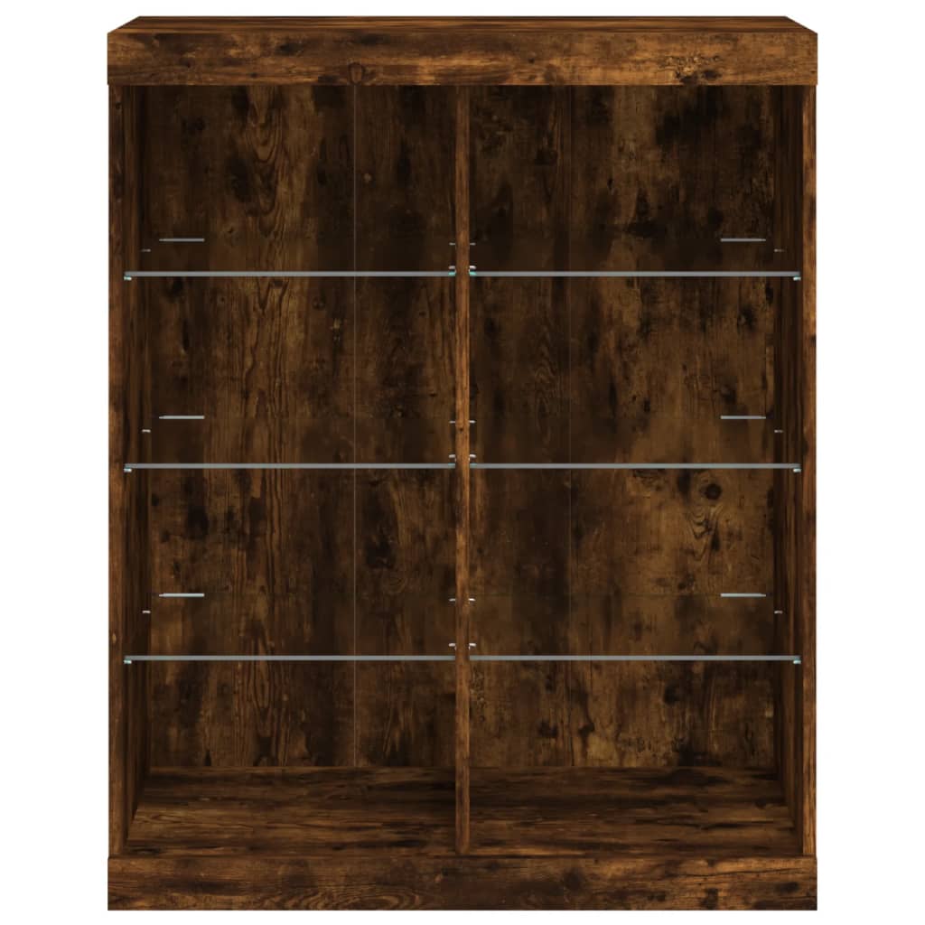füstös tölgy színű tálalószekrény LED-ekkel 81 x 37 x 100 cm