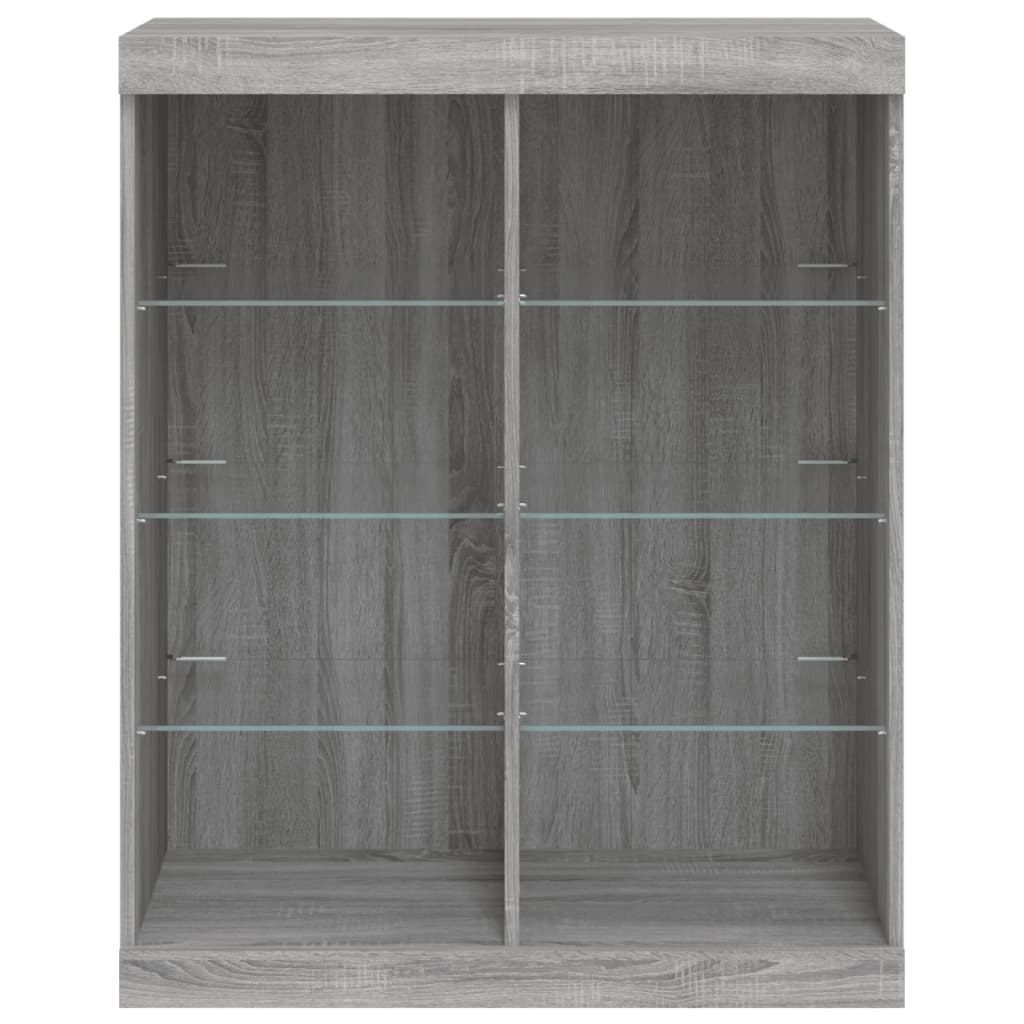 szürke sonoma színű tálalószekrény LED-ekkel 81 x 37 x 100 cm