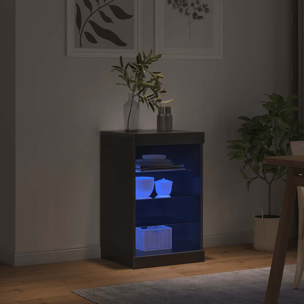 fekete tálalószekrény LED-világítással 41 x 37 x 67 cm