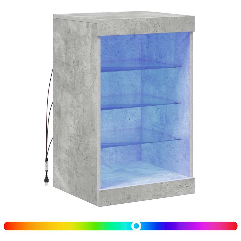 betonszürke tálalószekrény LED-világítással 41 x 37 x 67 cm
