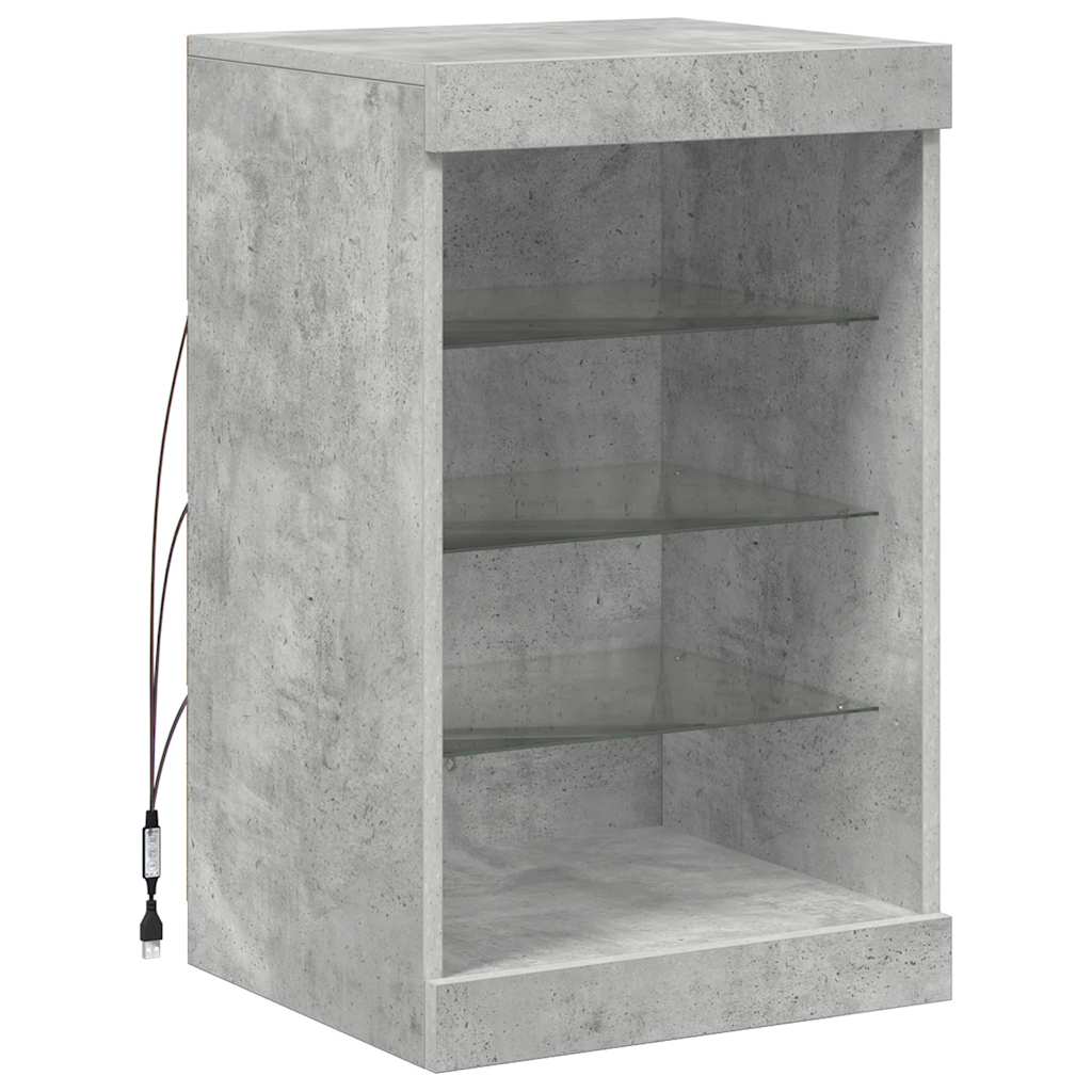 betonszürke tálalószekrény LED-világítással 41 x 37 x 67 cm