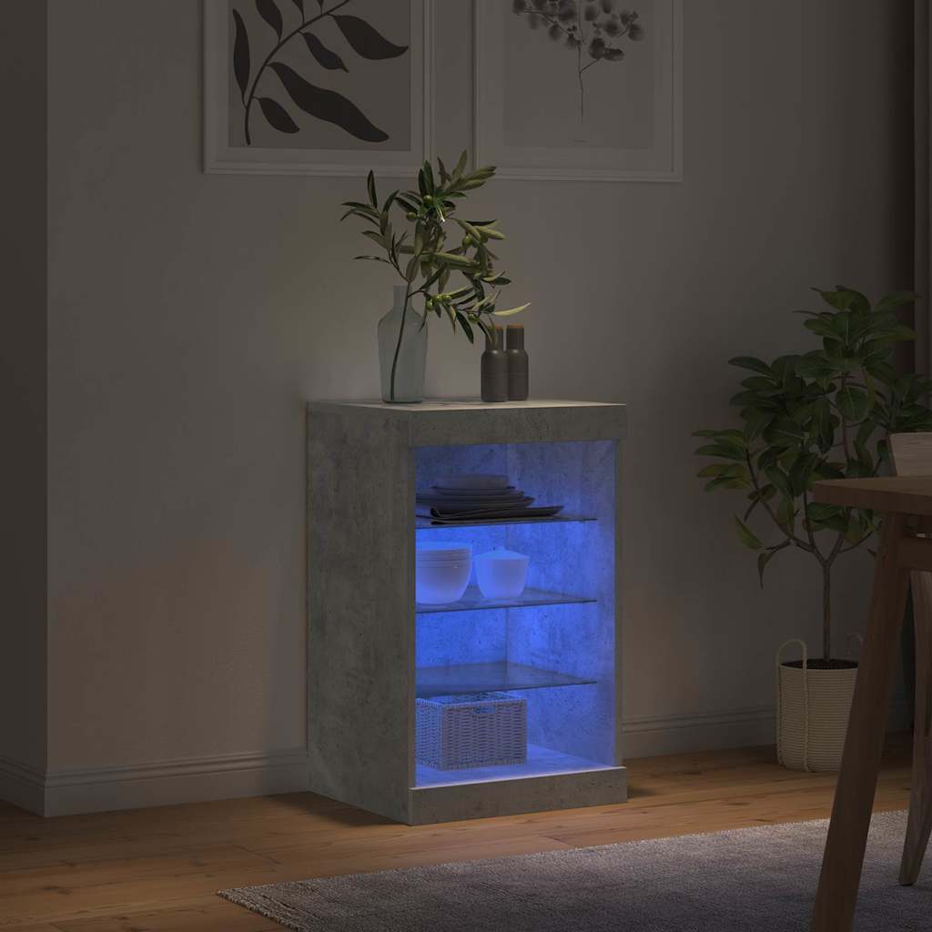 betonszürke tálalószekrény LED-világítással 41 x 37 x 67 cm