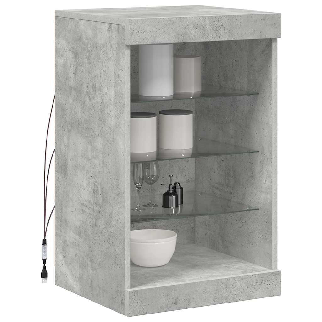 betonszürke tálalószekrény LED-világítással 41 x 37 x 67 cm