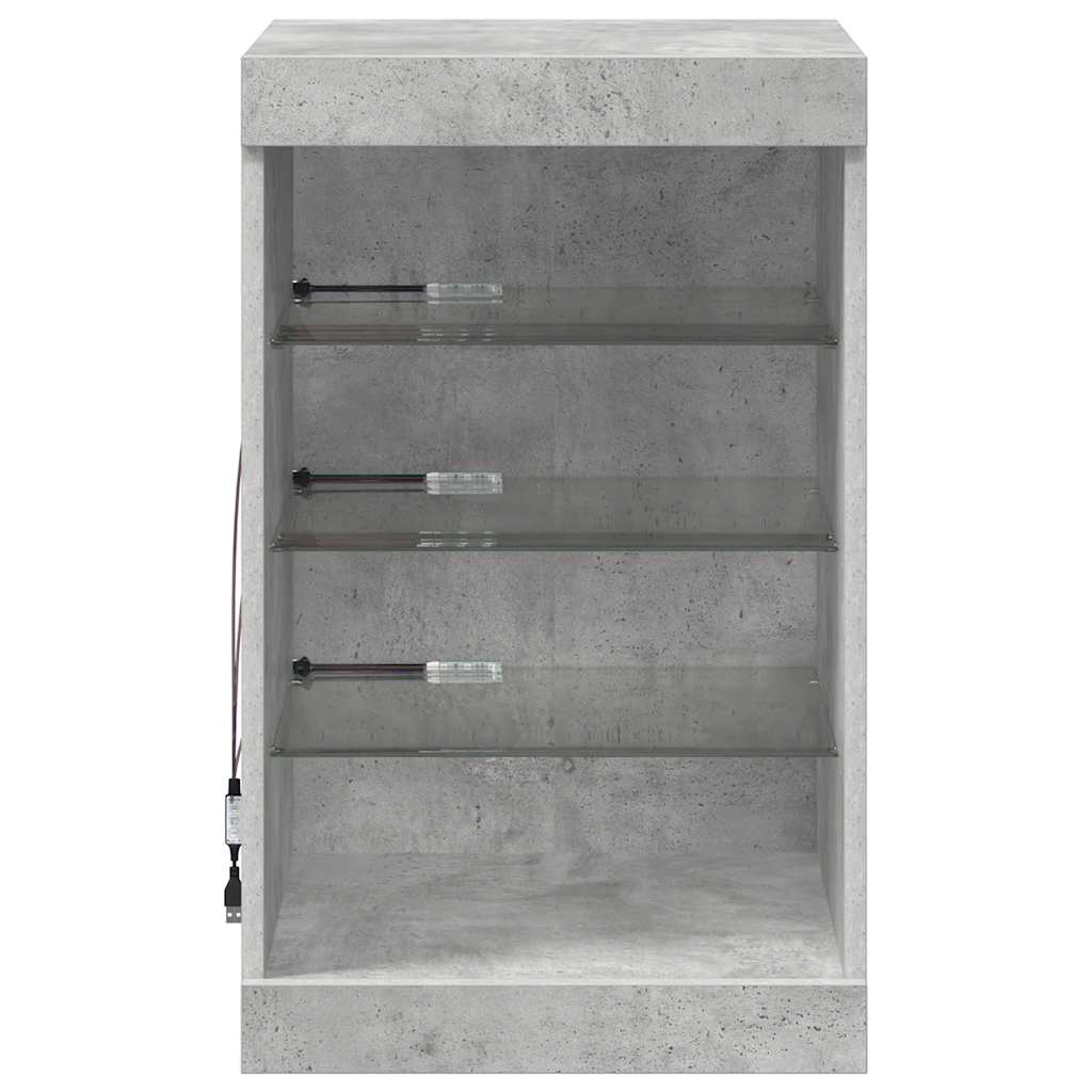 betonszürke tálalószekrény LED-világítással 41 x 37 x 67 cm