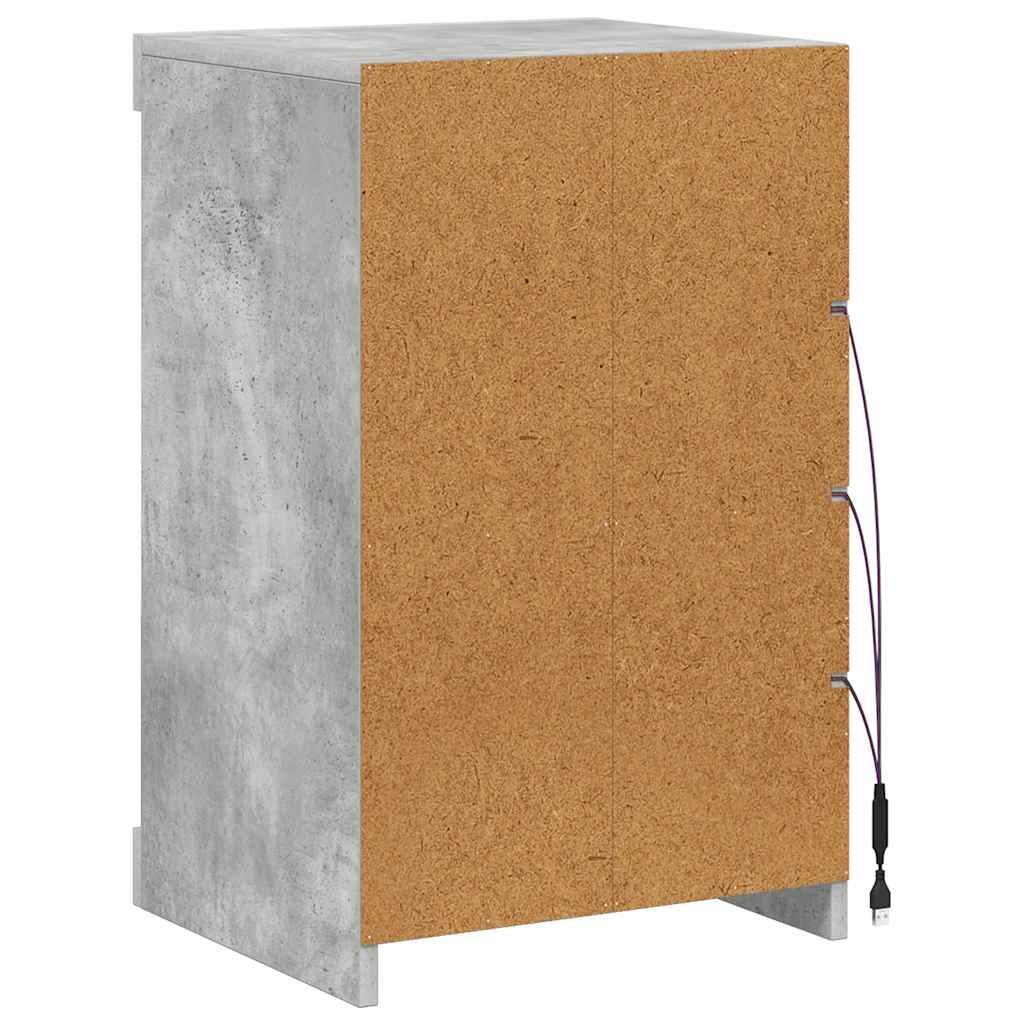 betonszürke tálalószekrény LED-világítással 41 x 37 x 67 cm