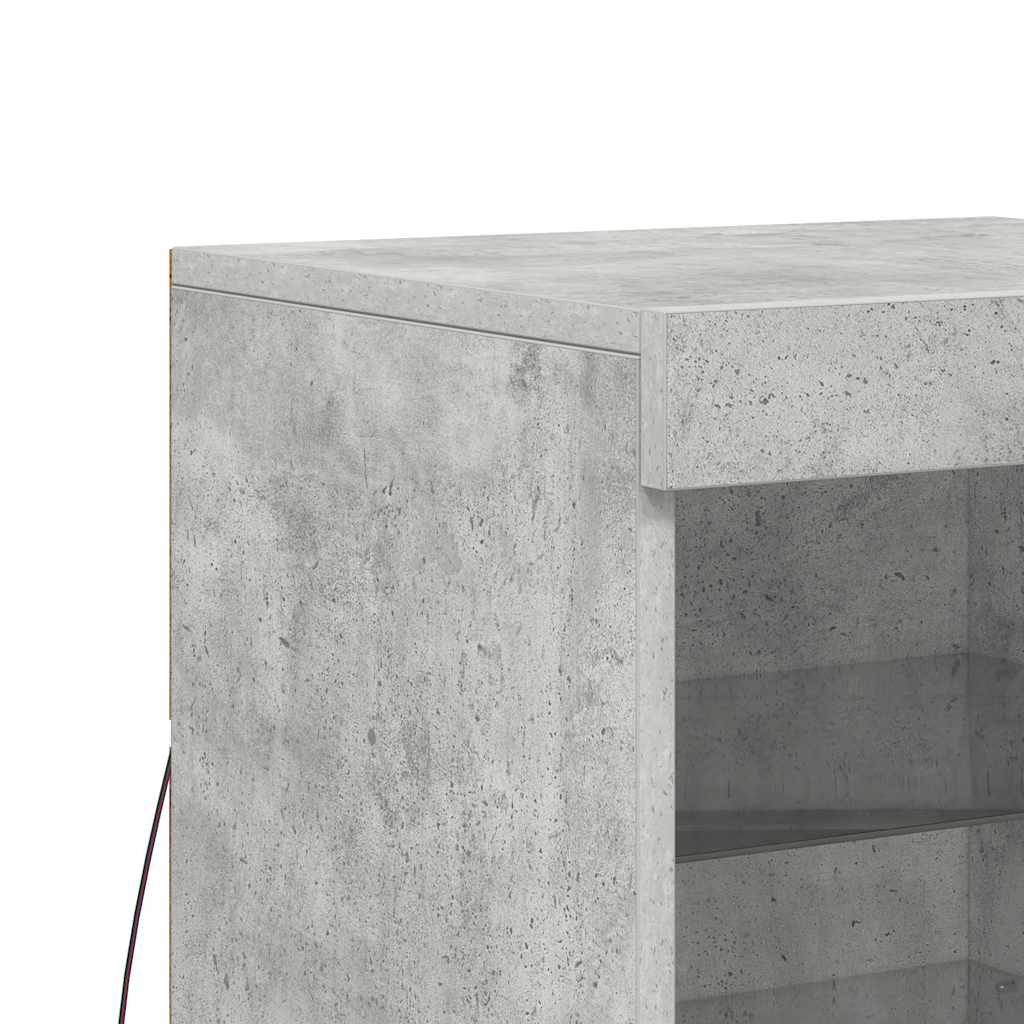 betonszürke tálalószekrény LED-világítással 41 x 37 x 67 cm
