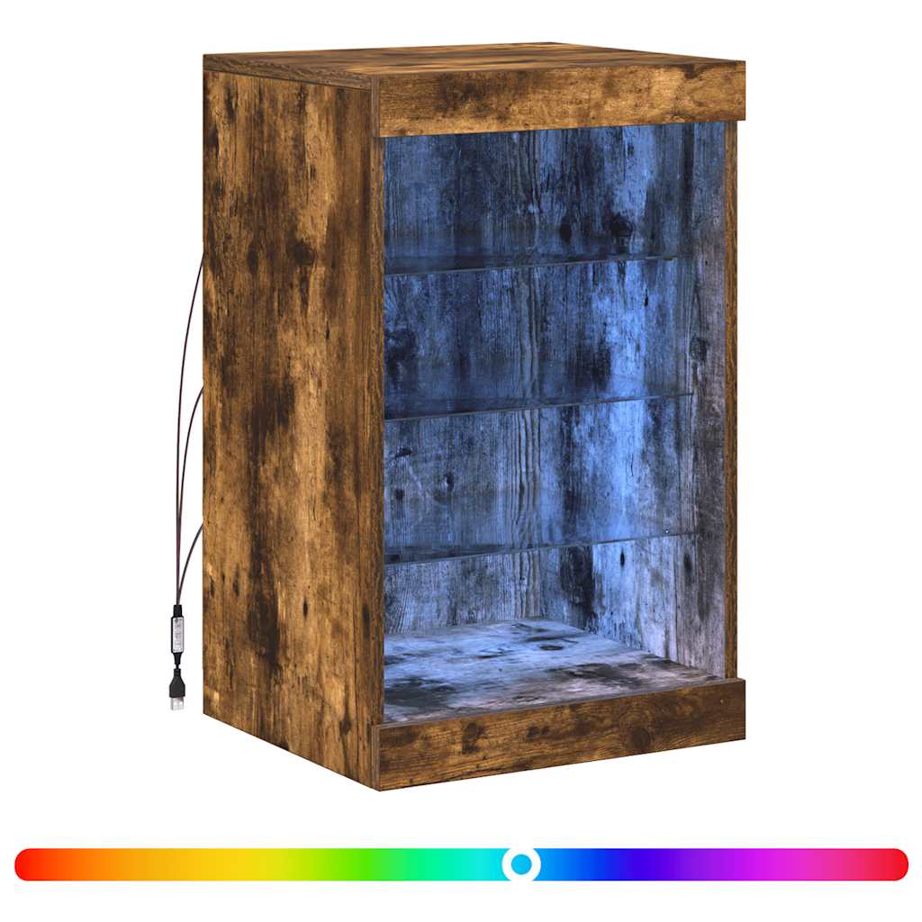 füstös tölgy színű tálalószekrény LED-ekkel 41 x 37 x 67 cm