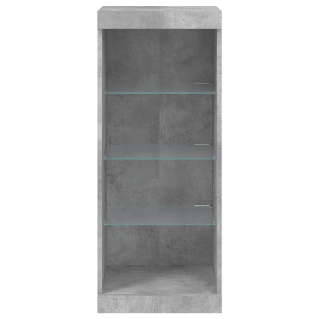 betonszürke tálalószekrény LED-világítással 41 x 37 x 100 cm