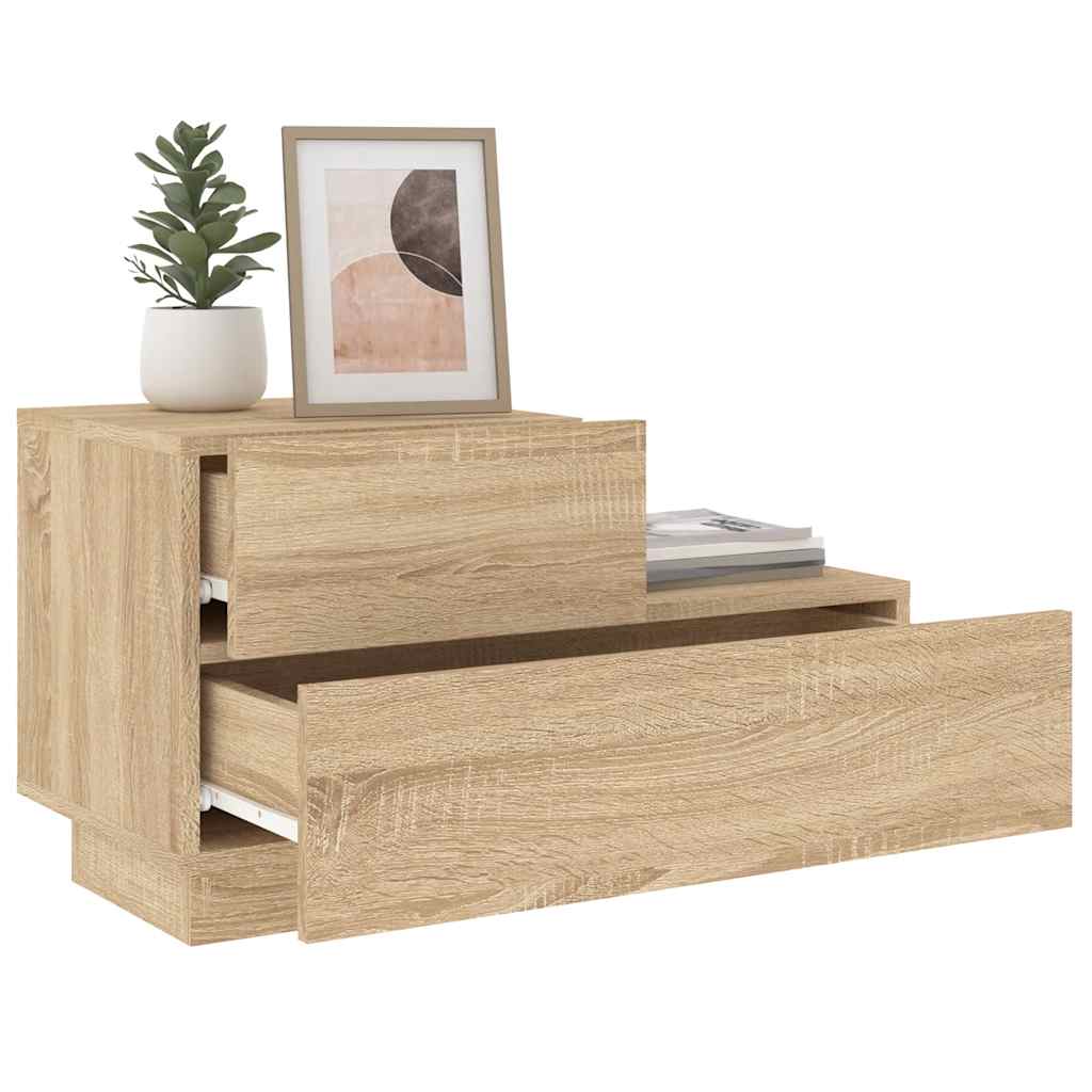 sonoma tölgy színű éjjeliszekrény LED-ekkel 70 x 36 x 40,5 cm
