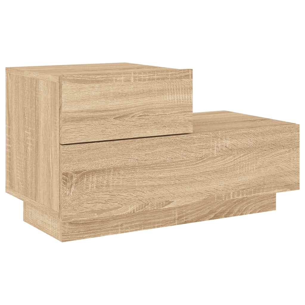 sonoma tölgy színű éjjeliszekrény LED-ekkel 70 x 36 x 40,5 cm