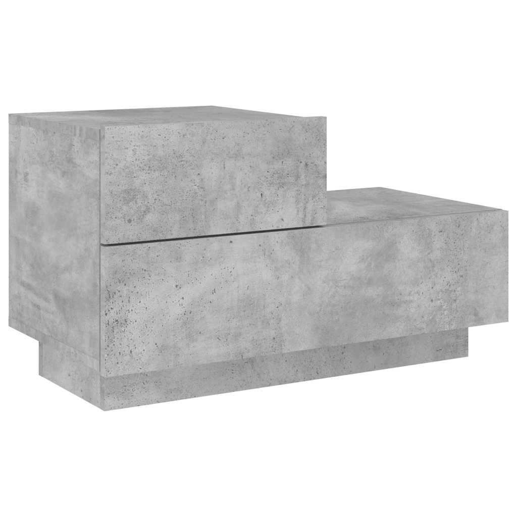 betonszürke éjjeliszekrény LED-fényekkel 70x36x40,5 cm