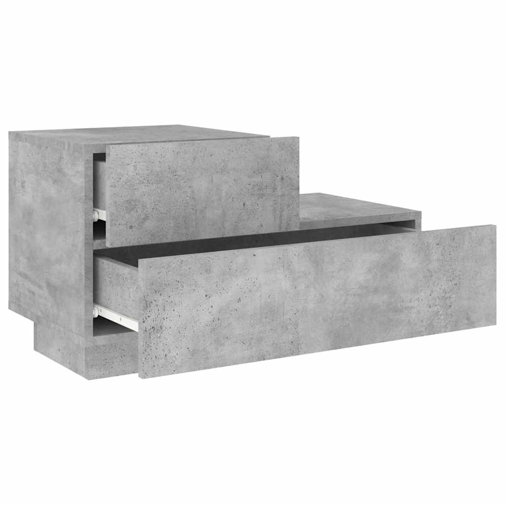 betonszürke éjjeliszekrény LED-fényekkel 70x36x40,5 cm