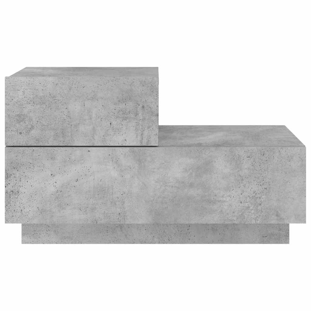 betonszürke éjjeliszekrény LED-fényekkel 70x36x40,5 cm