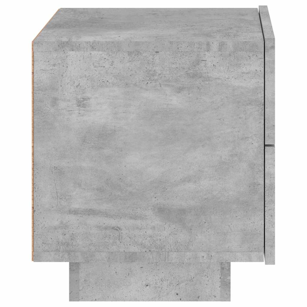 betonszürke éjjeliszekrény LED-fényekkel 70x36x40,5 cm