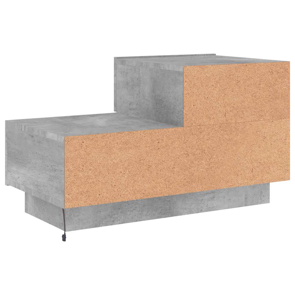 betonszürke éjjeliszekrény LED-fényekkel 70x36x40,5 cm