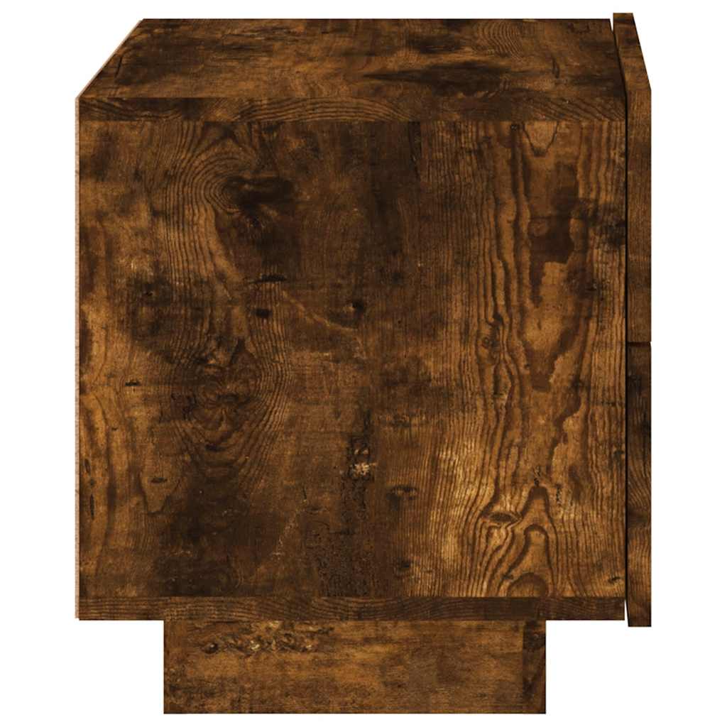 füstös tölgy színű éjjeliszekrény LED-fényekkel 70x36x40,5 cm