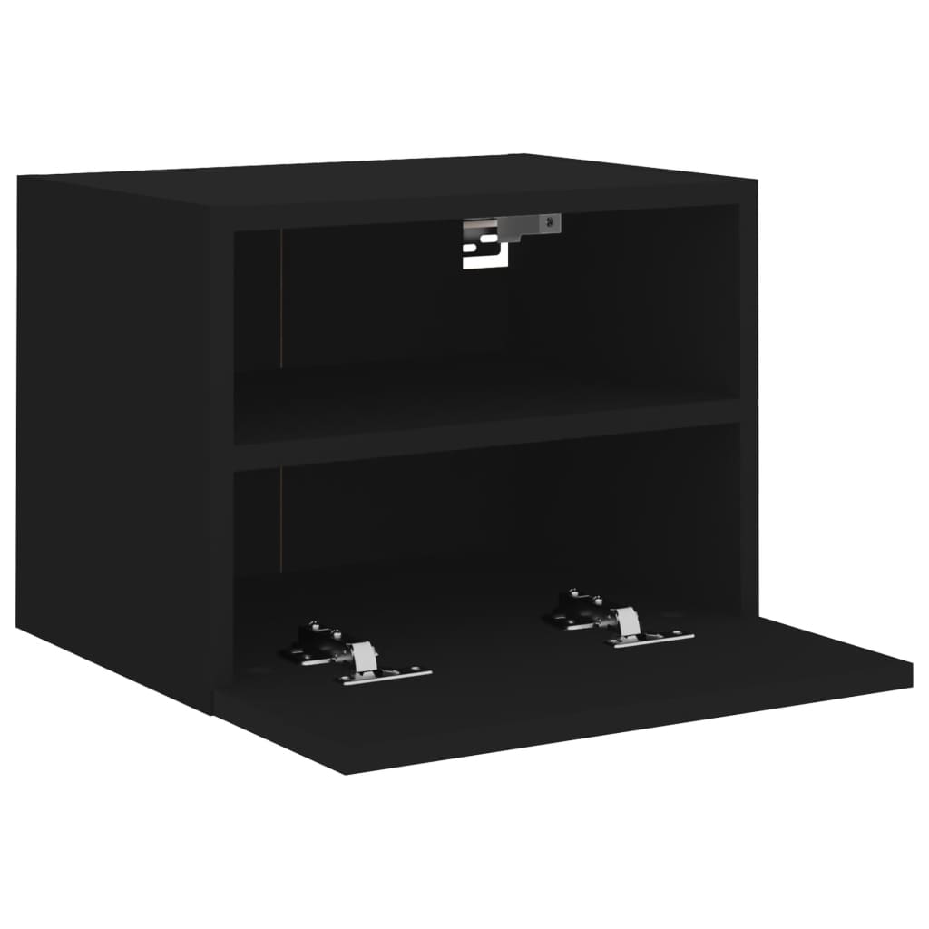2 db fekete szerelt fa fali TV-szekrény 40 x 30 x 30 cm