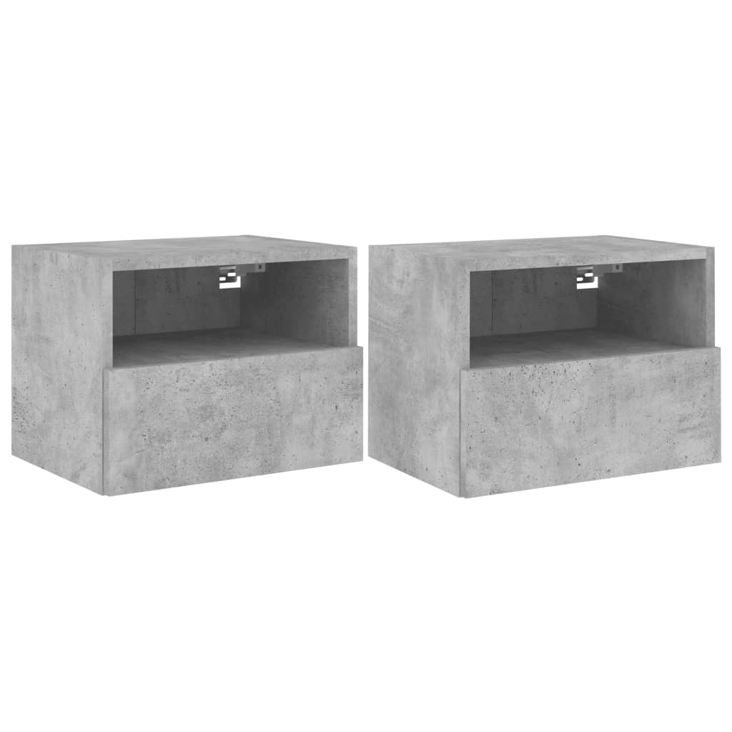 2 db betonszürke szerelt fa fali TV-szekrény 40 x 30 x 30 cm