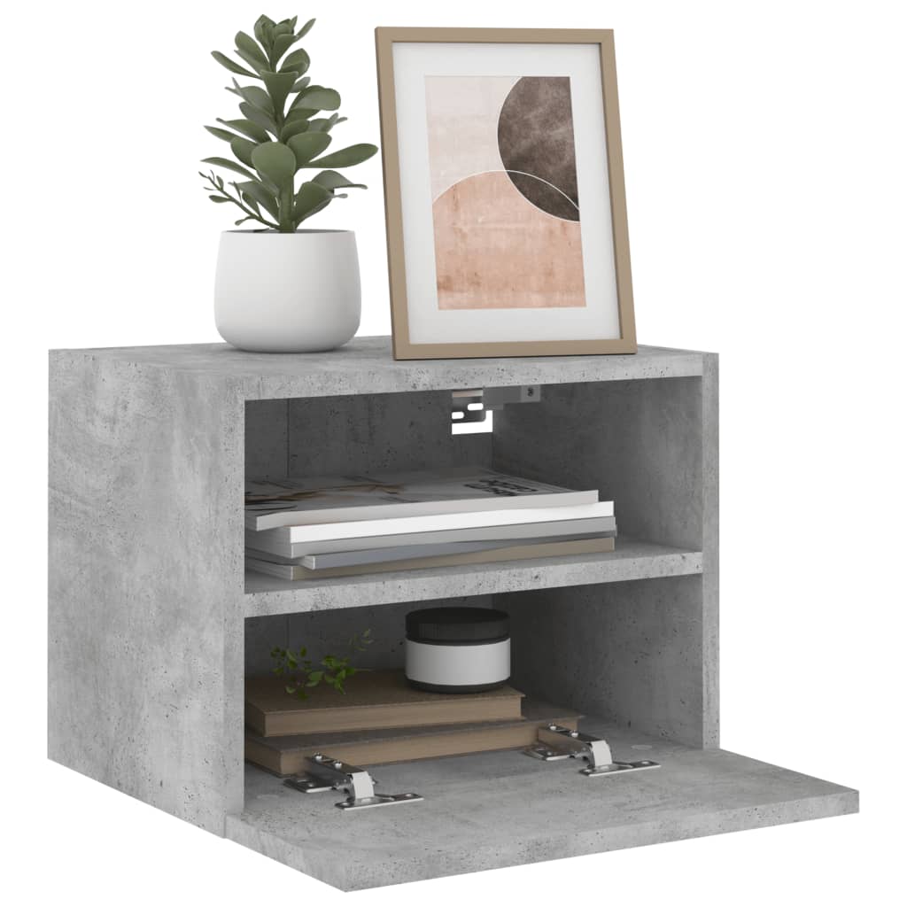 2 db betonszürke szerelt fa fali TV-szekrény 40 x 30 x 30 cm