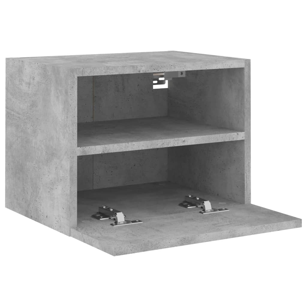 2 db betonszürke szerelt fa fali TV-szekrény 40 x 30 x 30 cm