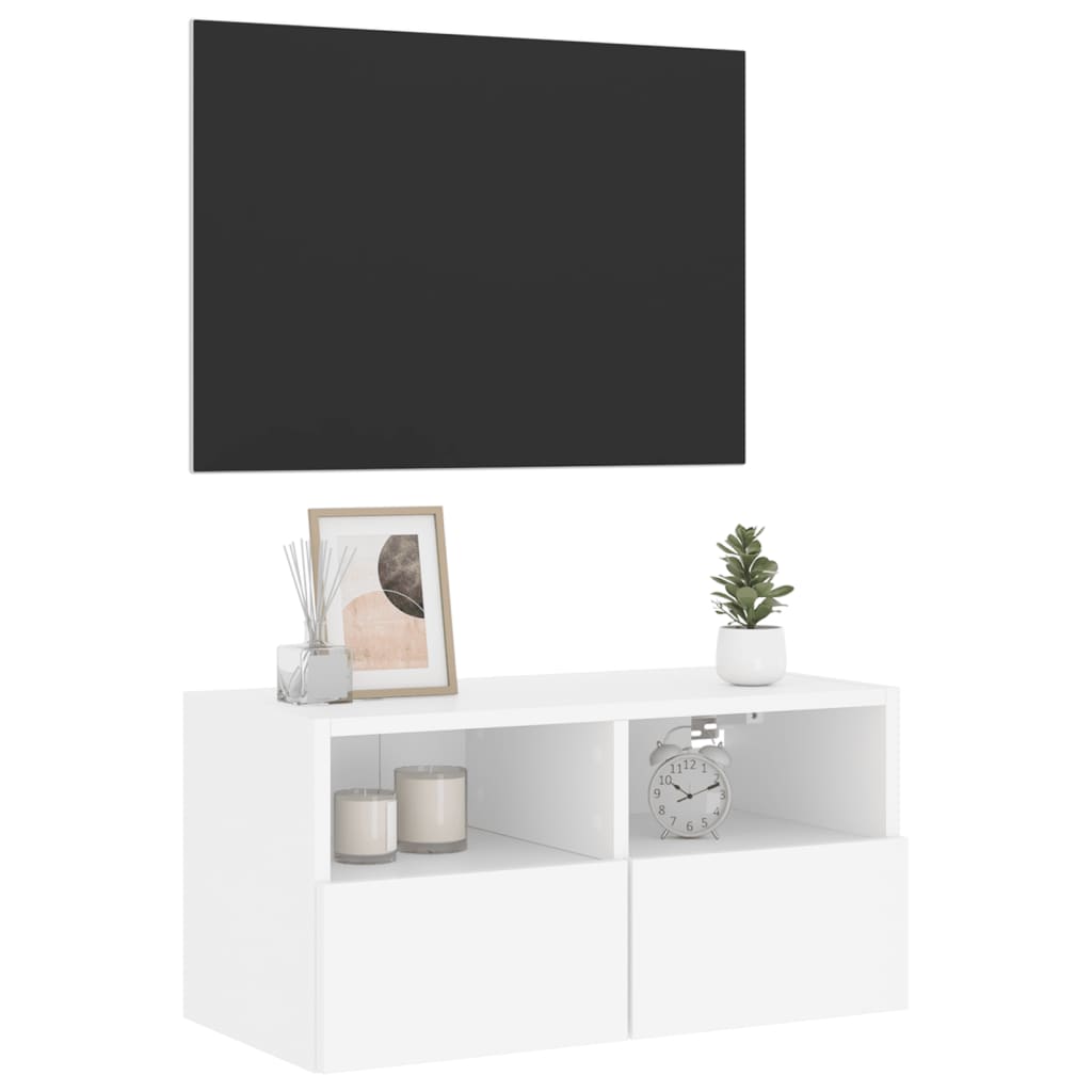 fehér szerelt fa fali TV-szekrény 60 x 30 x 30 cm