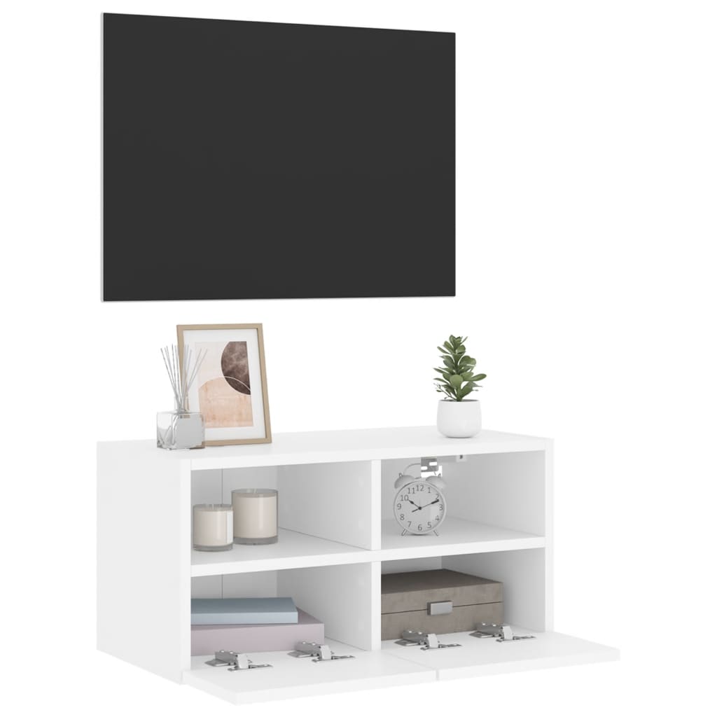 fehér szerelt fa fali TV-szekrény 60 x 30 x 30 cm