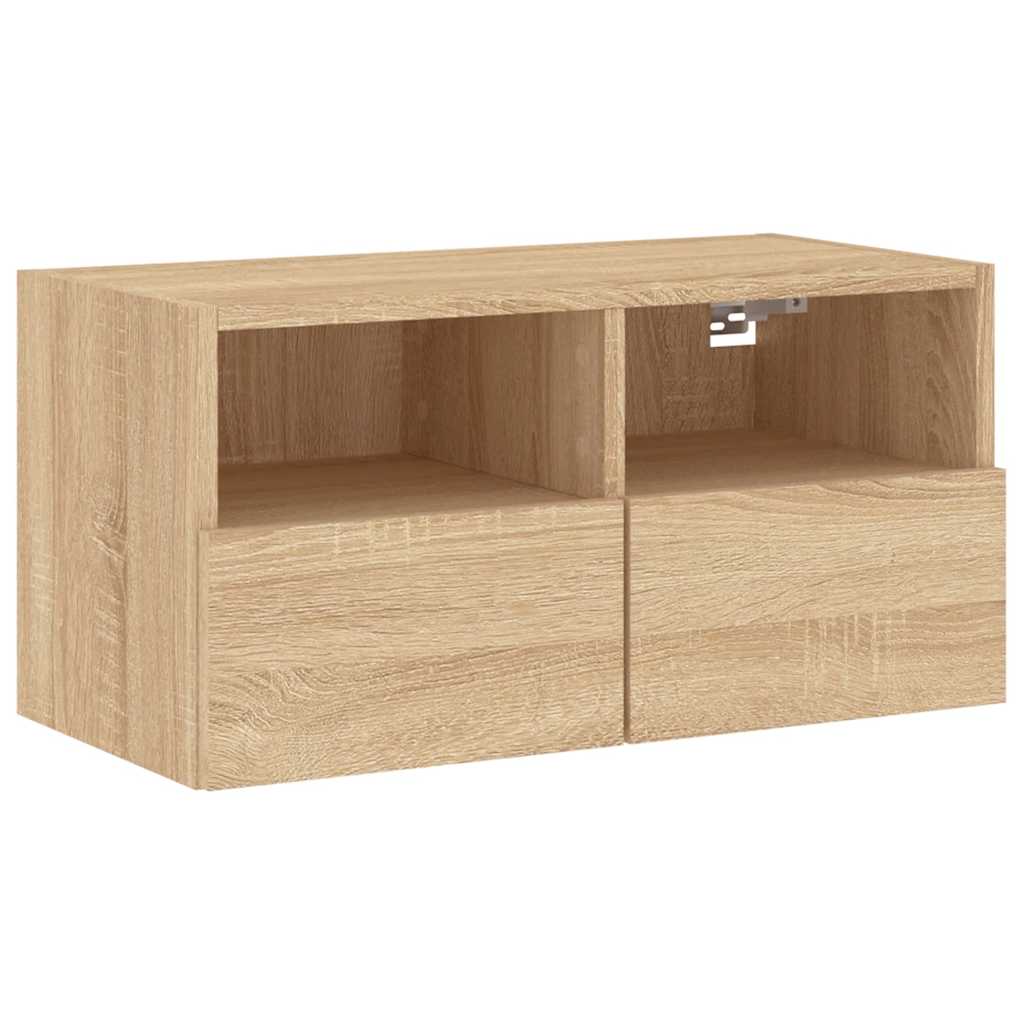 sonoma tölgy színű szerelt fa fali TV-szekrény 60 x 30 x 30 cm