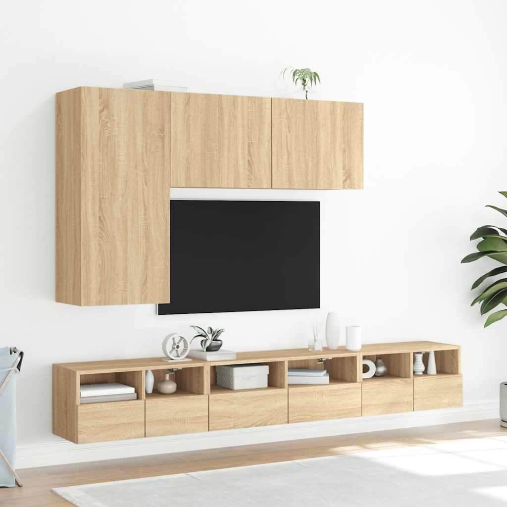 sonoma tölgy színű szerelt fa fali TV-szekrény 60 x 30 x 30 cm