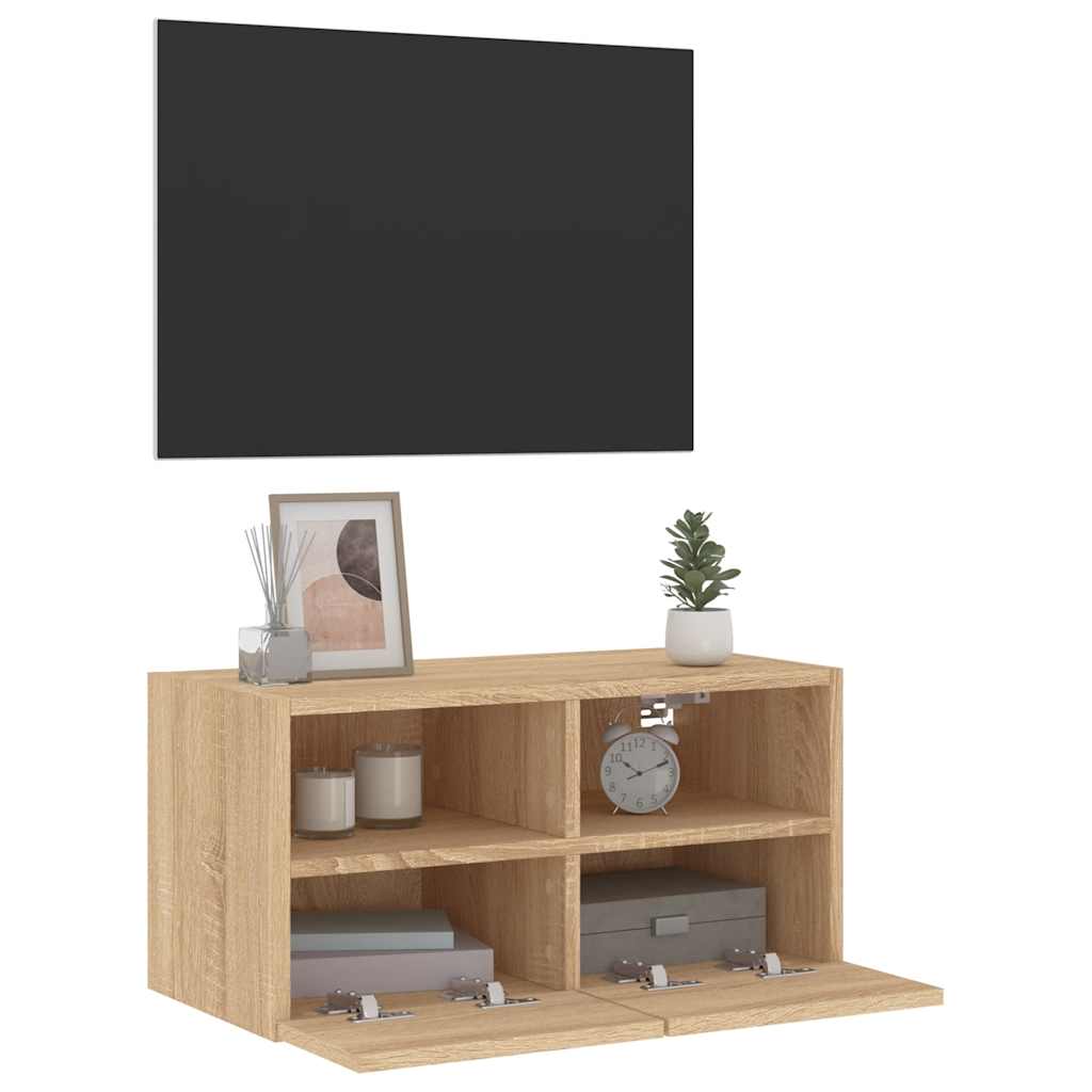 sonoma tölgy színű szerelt fa fali TV-szekrény 60 x 30 x 30 cm