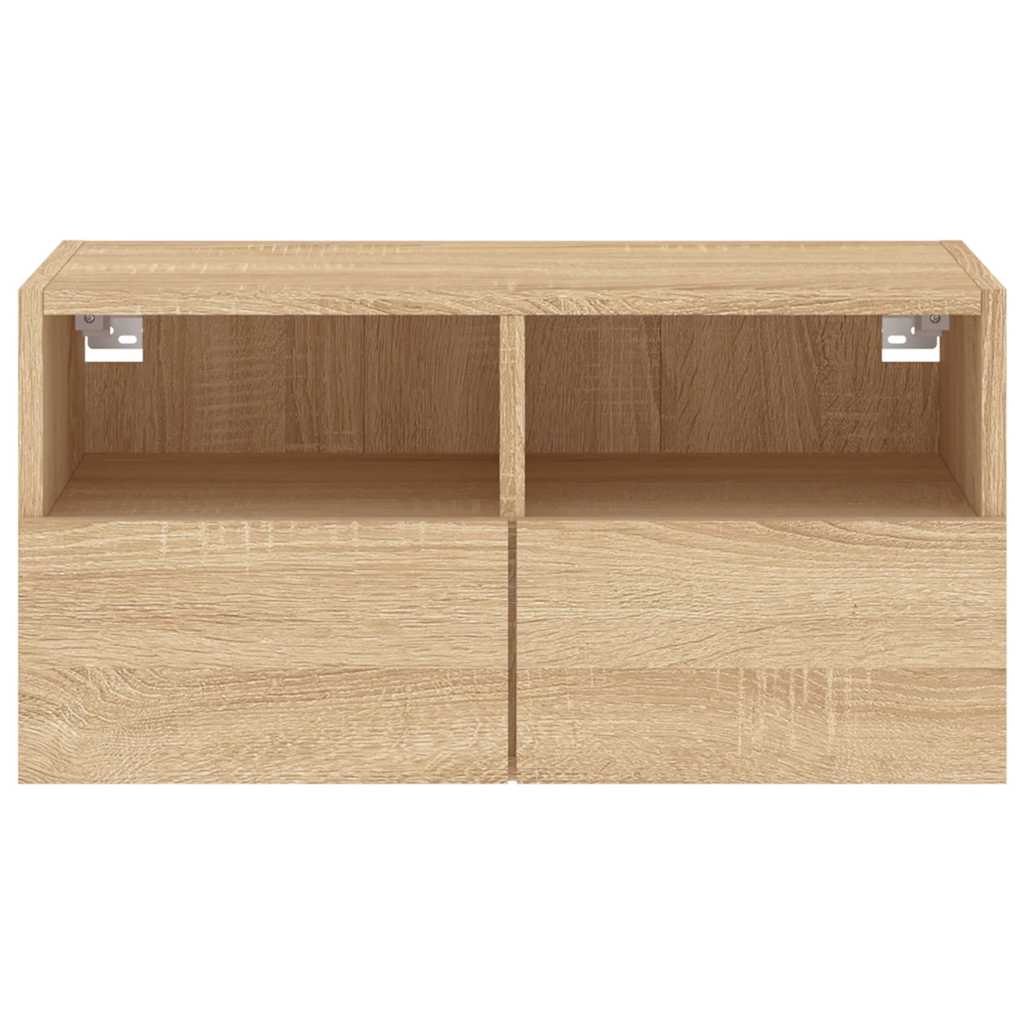 sonoma tölgy színű szerelt fa fali TV-szekrény 60 x 30 x 30 cm