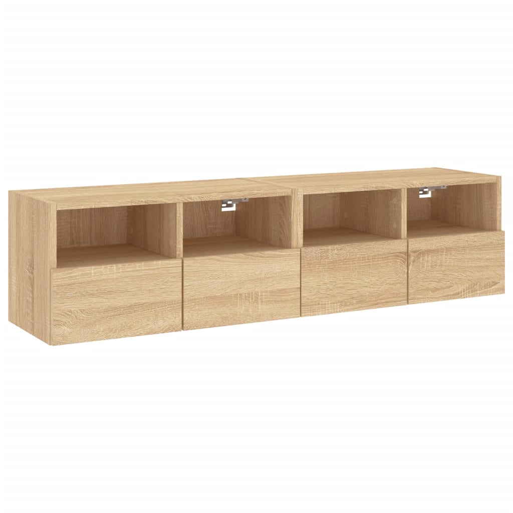 2 db sonoma tölgy színű szerelt fa fali TV-szekrény 60x30x30 cm
