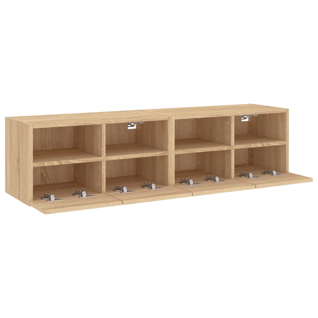 2 db sonoma tölgy színű szerelt fa fali TV-szekrény 60x30x30 cm
