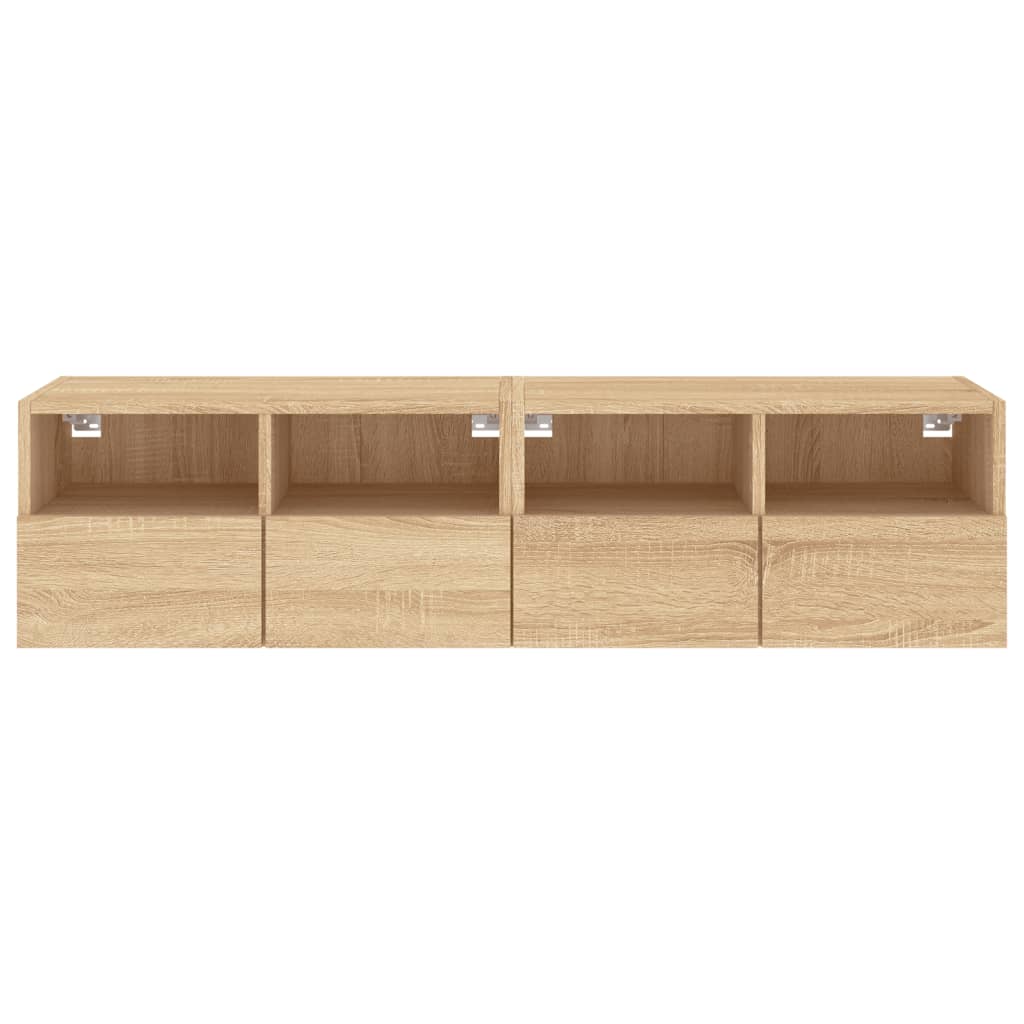 2 db sonoma tölgy színű szerelt fa fali TV-szekrény 60x30x30 cm