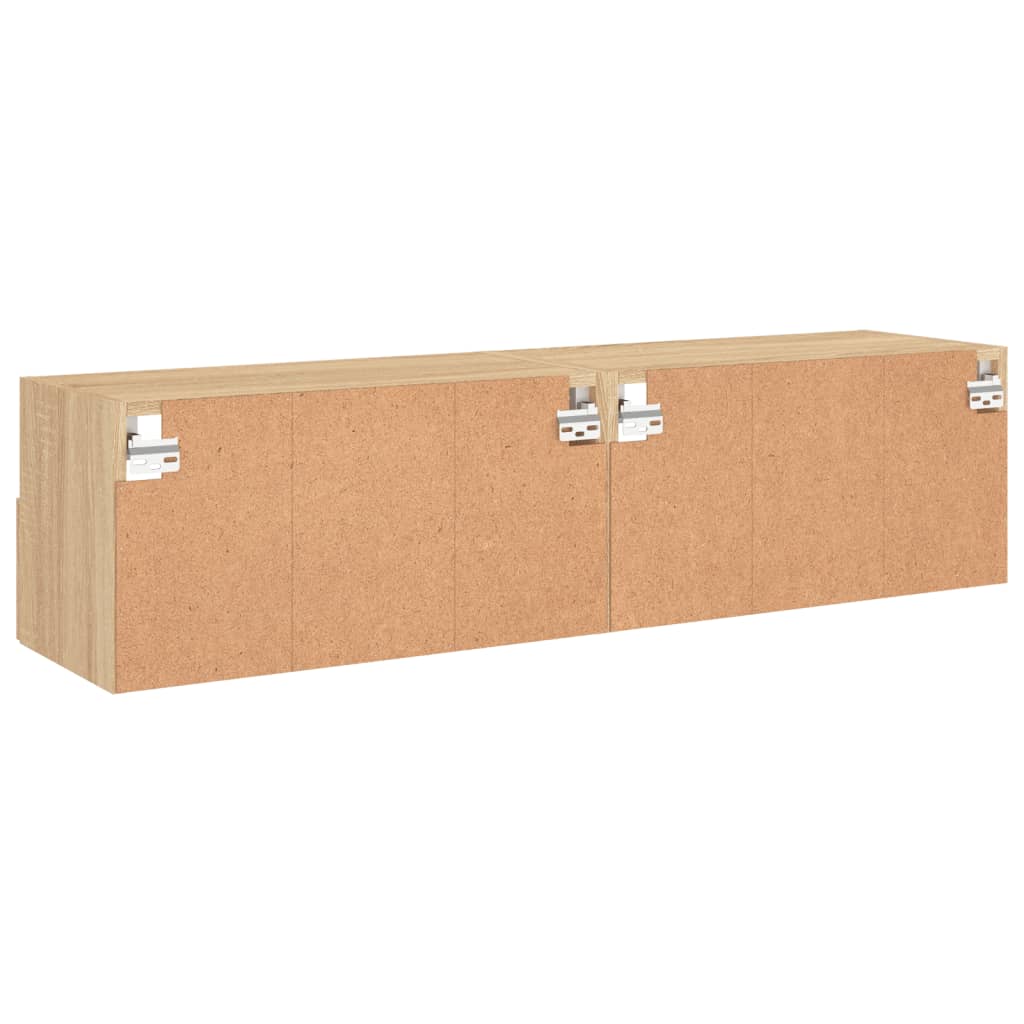 2 db sonoma tölgy színű szerelt fa fali TV-szekrény 60x30x30 cm